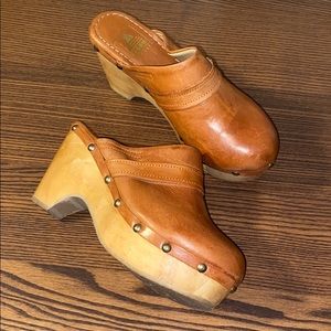 Boho Aldo Leather Wooden Clogs
